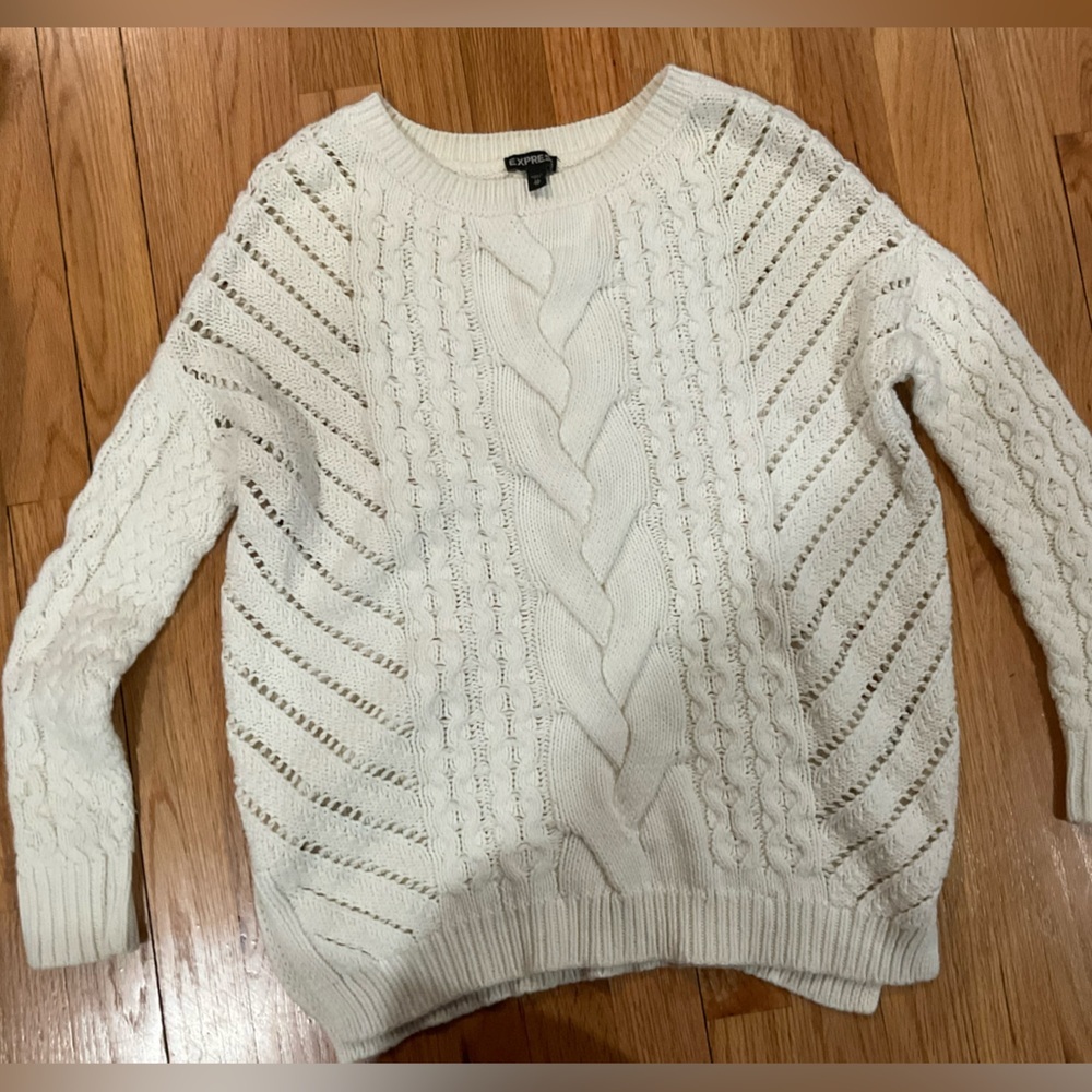 Express White Cable Knit Sweater
